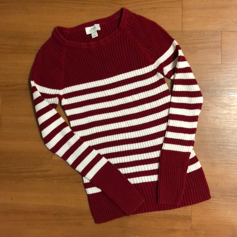 Red and white strip sweater